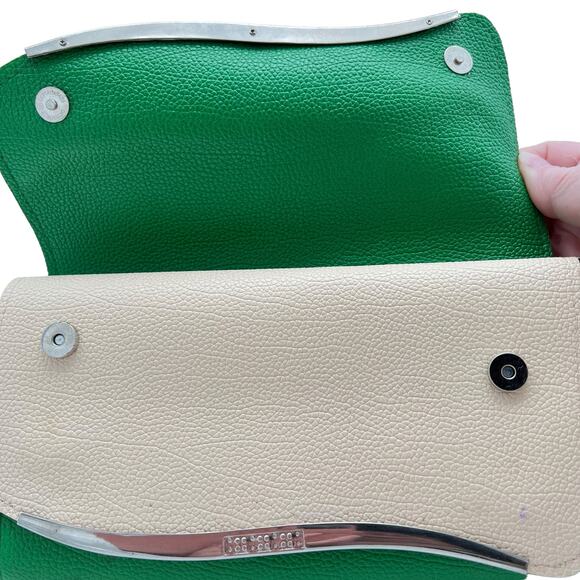 Clutch Purse Wristlet Crossbody Green Vintage 70s Retro MCM Pebbled Faux Leather - Picture 4 of 15